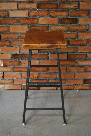 2 Farmhouse Wood & Steel Industrial Shop Stools. Made in Chicago. Qty | 2-Choose Height; Table 18"H, Counter 25"H Or Bar Height 30