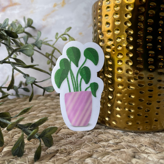Houseplant Sticker Or Magnet | Laptop Waterbottle Gift For Friend Greenery Pink Pottery Small Cute