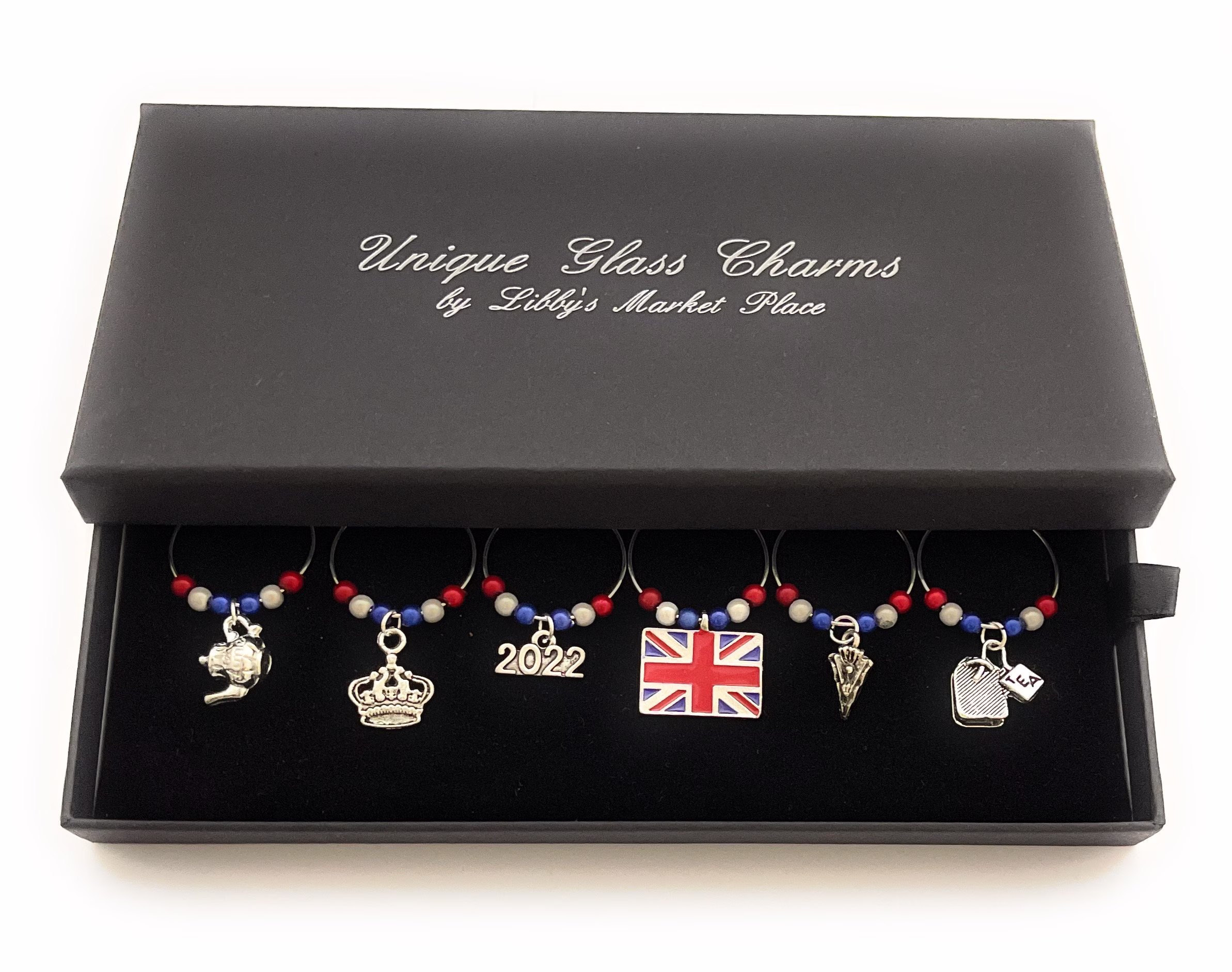 Queen's Platinum Jubilee 2022 Street Party Glass Charms With 3 Gift Options By Libby's Market Place