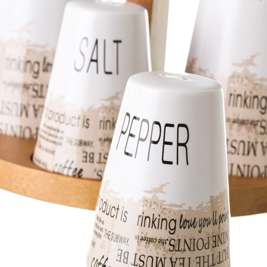 Words Pattern Stoneware Oil & Vinegar Cruet Set