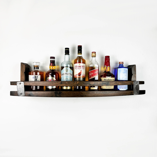 Wooden Wall Mounted, Drinks Rack, Home Bar Bottle Shelf, Liquor Wine Rack Storage Reclaimed Whiskey Barrel Oak Liquor Shelf