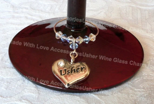 Wine Charm, Glass Charm - Usher Wedding Favour