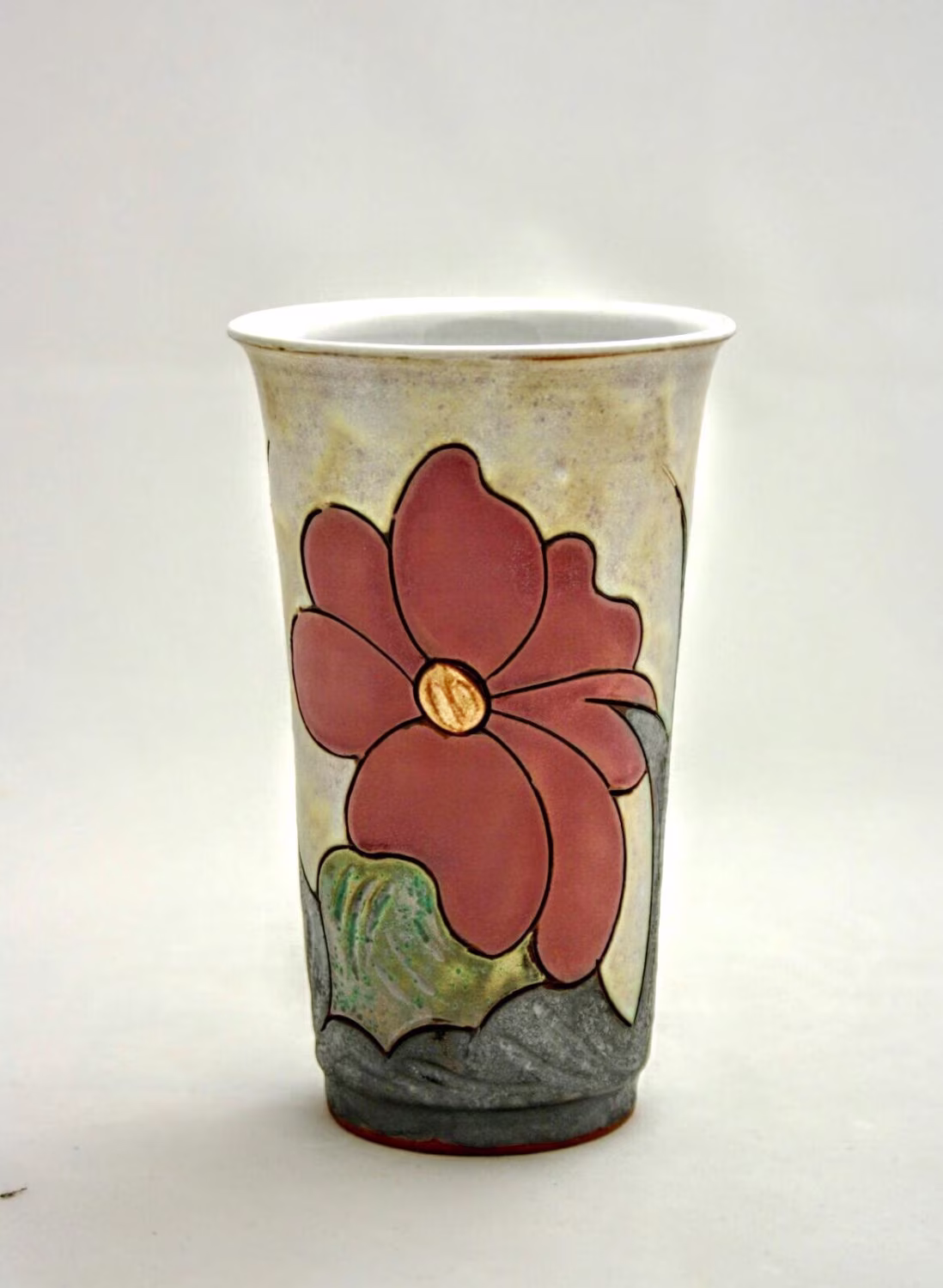 Cold Drink Mug, Art Ceramic Mug With Flowers, Handmade Pottery Tumbler, Wine Glass, Unique Stoneware Christmas Gift