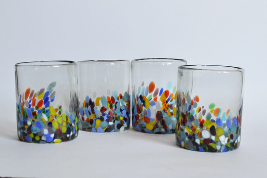 4 Tumblers - Alegria Set Of Glasses Handblown Recycled Glass