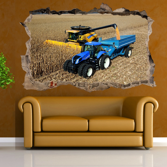 Wheat Field Combine Harvester Tractor Wall Sticker Art Poster Mural Transfer Decal Print Room Home Nursery Office Shop Decor Id581