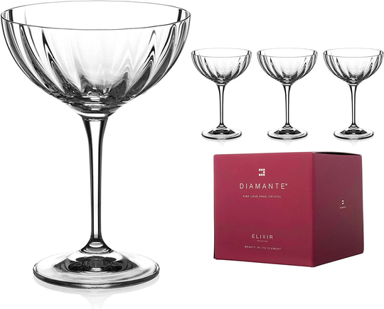 Diamante Champagne Cocktail Saucers/Coupes Set -