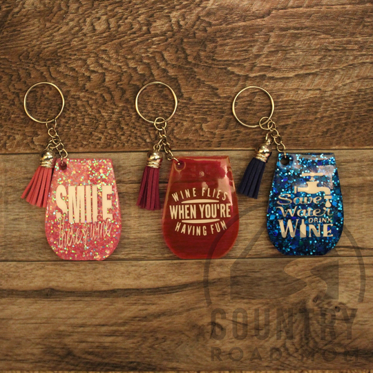 Wine Glass Keychains