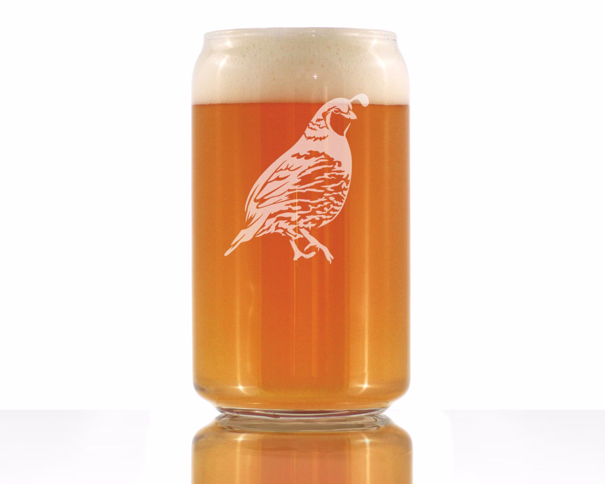 Quail - Cute Beer Can Pint Glass, Etched Sayings Bird Themed Gifts & Décor For Watchers Game Hunters