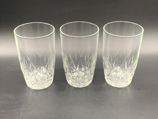 Trio Of Vintage Glass Tumbler Drinking Glasses, 11cm Tall