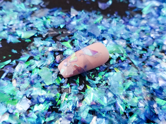 Blue Opal Iridescent Cellophane Shard Glitter, Resin Supplies Kawaii Deco Embellishment, Slime Supplies, Nail Art Decoden