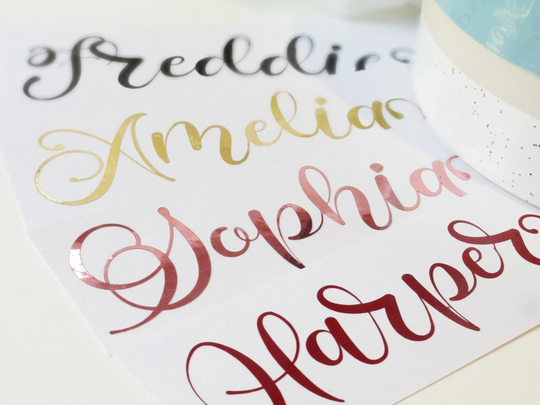 Script Stickers, Handwritten Decal, Personalised Name, Water Bottle Gift, Custom Wedding Favor, Vinyl Decal Name