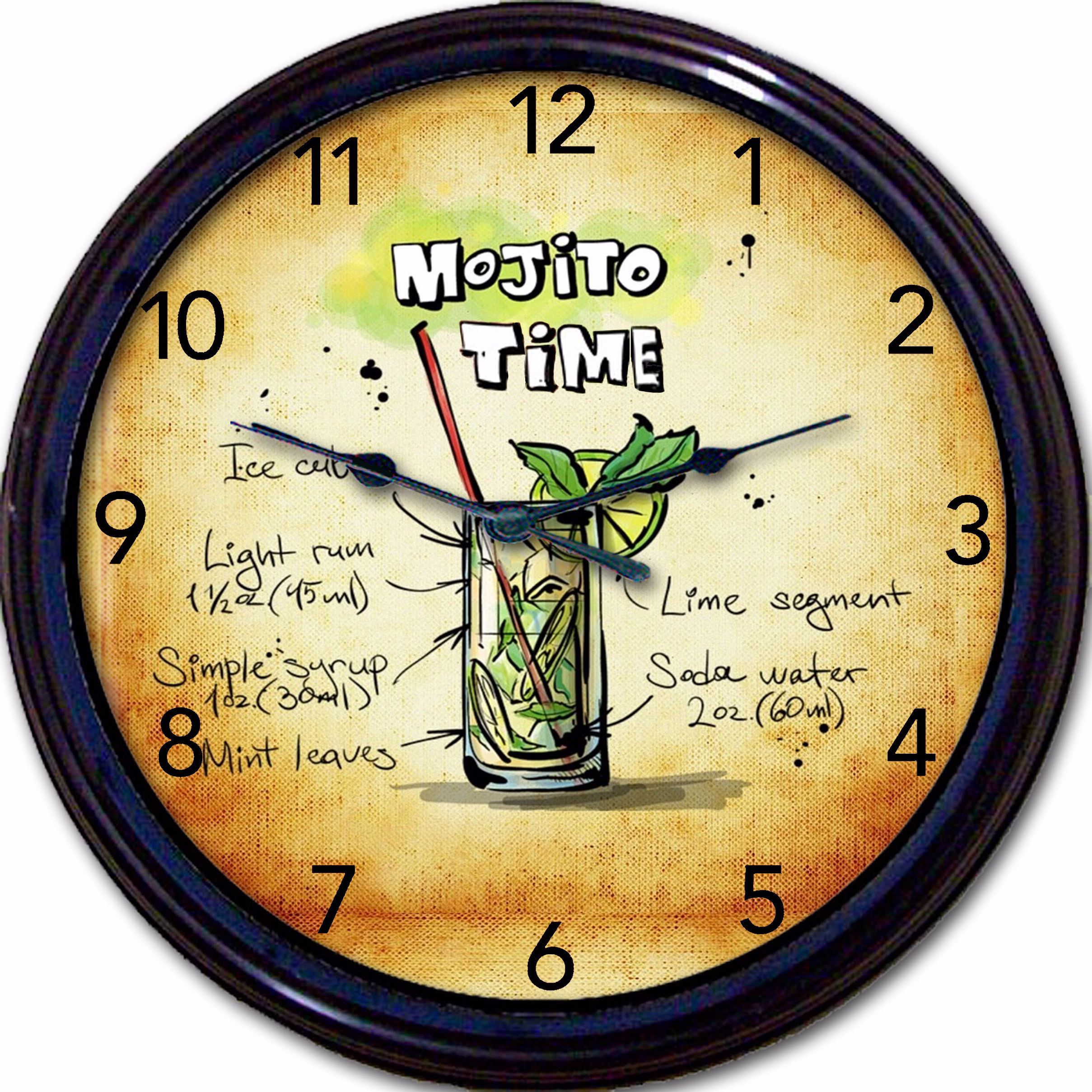 Mojito Clock - Home Bar Decor, Clock, Cocktail Kitchen Sign, Alcohol Gifts, Gift, Rum Gifts