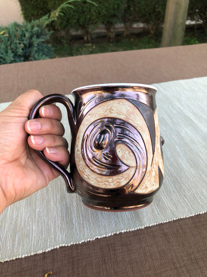 Ceramic Beer Stein, Large Pottery Mug, Art Stoneware Brown Clay Stein