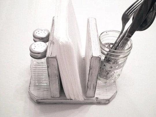 Rustic Napkin Holder, Shabby Chic Country Kitchen Decor, Primitive Kitchen, Desk Organizer, Table Urban