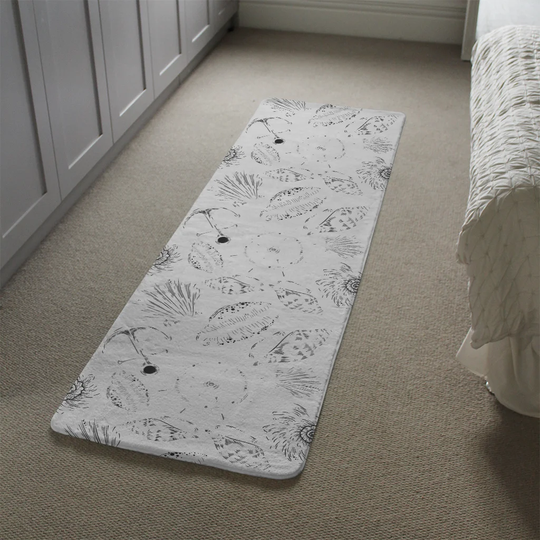 Lenz Drawn Nautical Elements Designer Shaggy White/Black Rug