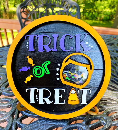 Trick-Or-Treat Mini Halloween Shaker Signs, Mini Decor, 3D Signs, Shaker Sign, Sign