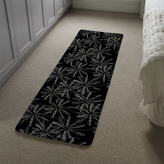 Krol Palm Trees Shaggy Black Rug