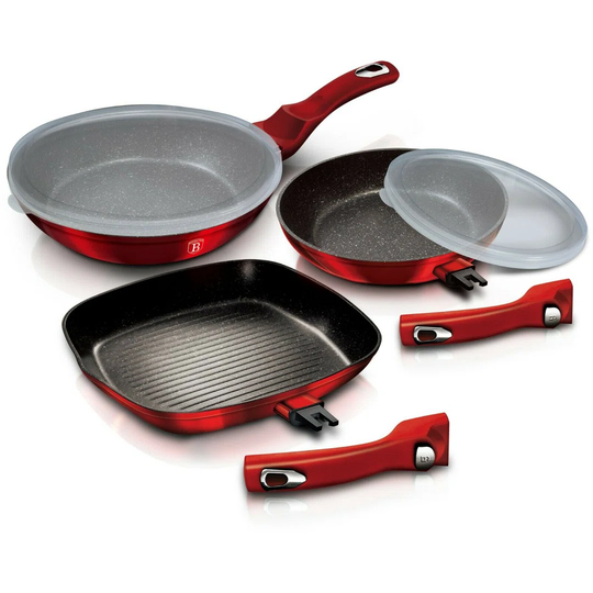5-Piece Non-Stick Frying Pan Set with Lids