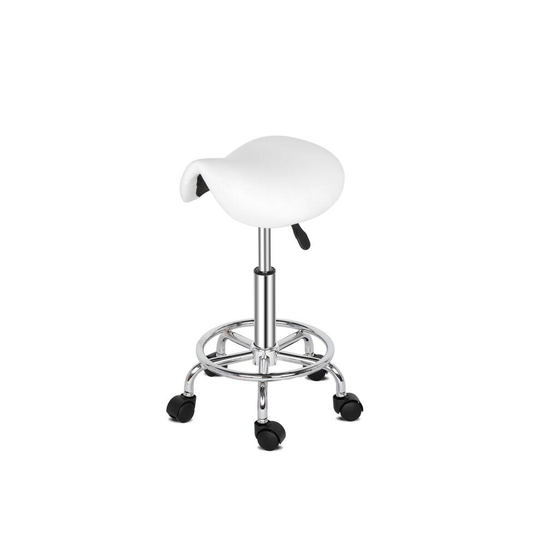 (White) Ergonomic Saddle Stool Rotation Bar Seat Mulit-Use