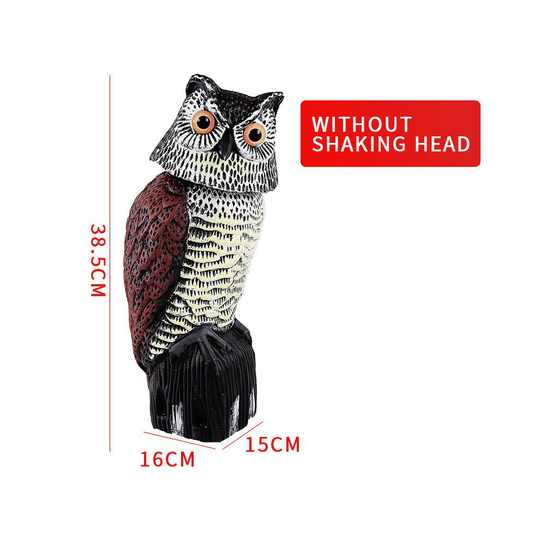 (without Shaking Head) Realistic Simulated Owl Decoy Deterrent w/Rotating Head Bird Pigeon Crow Scarer