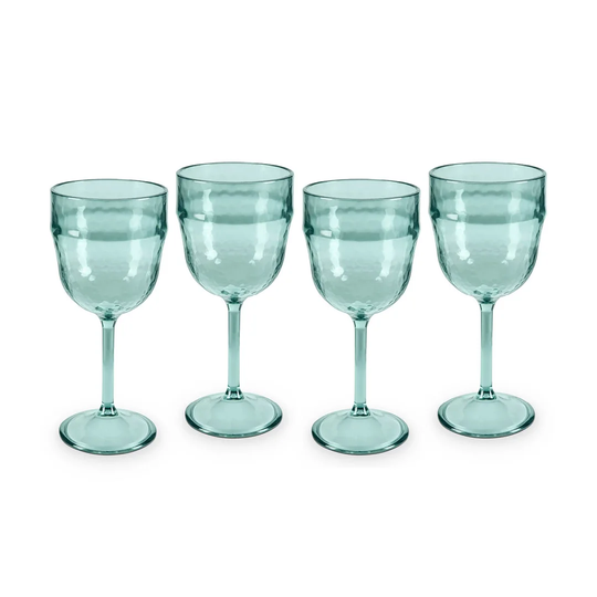 Coast & Country by Tower CC855005 Fresco Reusable Plastic Wine Glass Set, 4pc, Turquoise, Acrylic, 400 milliliters