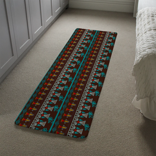 Massaro Silhouettes Designer Shaggy Brown/Turquoise/Red Rug