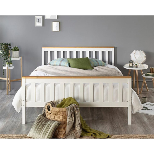 Aspire Store - Pacific Solid Wood White Bed Frame - Single to Super King Sizes 6ft Super King