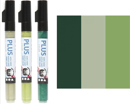 Acrylic Paint Marker Pens Green, Water Based For Painted Surfaces, Cardboard, Stone, Wood, Line Width 1-2mm