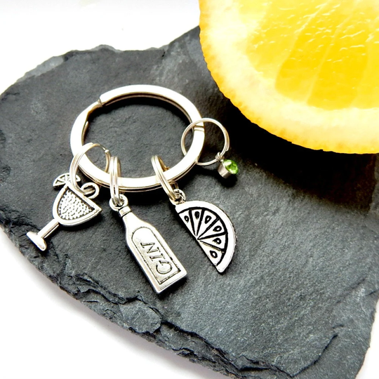 Birthstone Gin Keyring, Gift Ideas, Ladies Birthday Gift, Hen Party Gifts, Alcohol Keychain