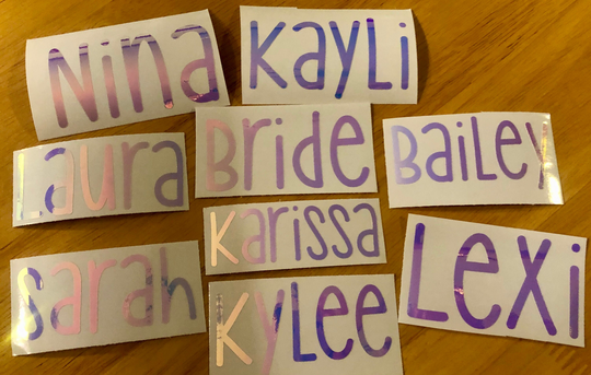 Glitter & Opal Vinyl Lettering | Name Decal Custom Stickers Personalized Names For Bachelorette Gift