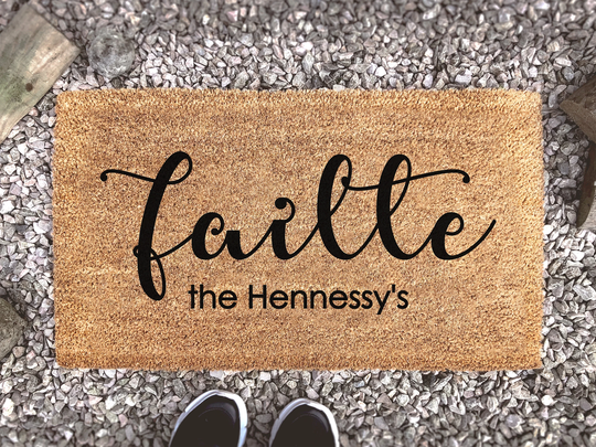 Fáilte Irish Welcome Customizable Doormat - Personalized Family Name New Home Gift Realtor Housewarming