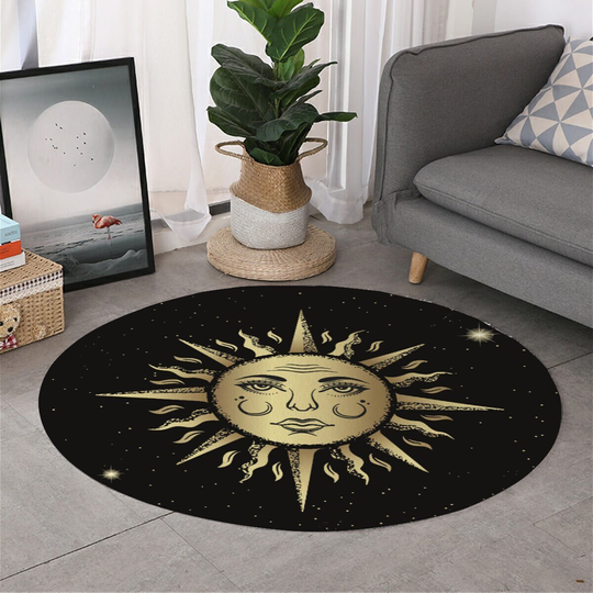 Boho Golden Sun Round Area Rug