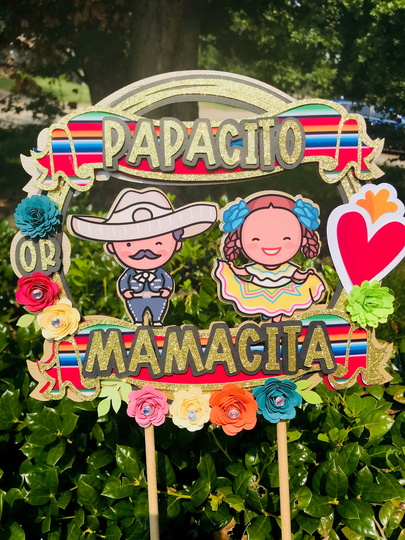 Papacito, Mamacita, Gender Reveal Topper