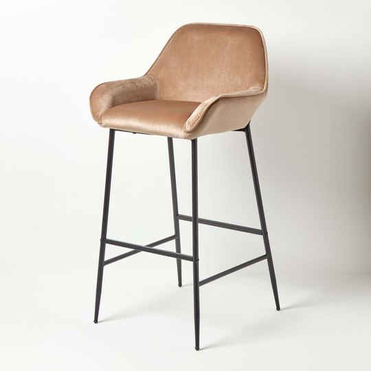 (Champagne) Eton Velvet Bar Stool Luxury Kitchen and Breakfast Bar Chair