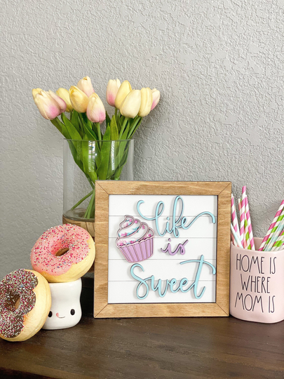 Cupcake Shaker Sign, Sweet Treat, Decor, Guest Bedroom, Life Is Sweet, Summer, 3D, Shiplap