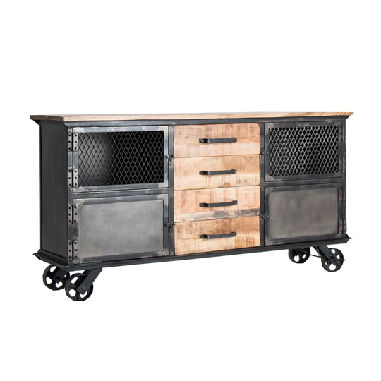 Gaffney 154Cm Wide 4 Drawer Iron Sideboard