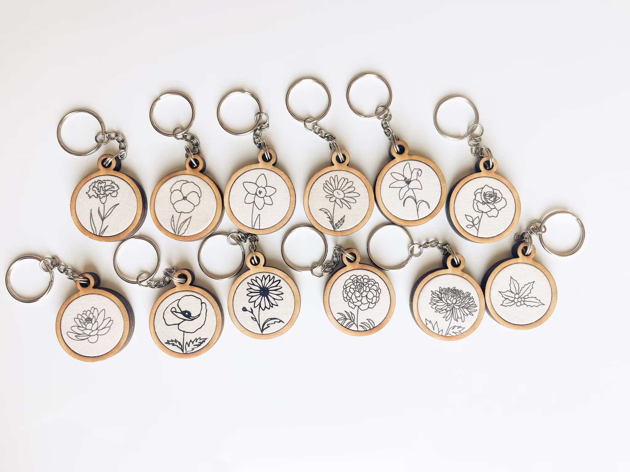 Birth Flower Keychain - Magnet