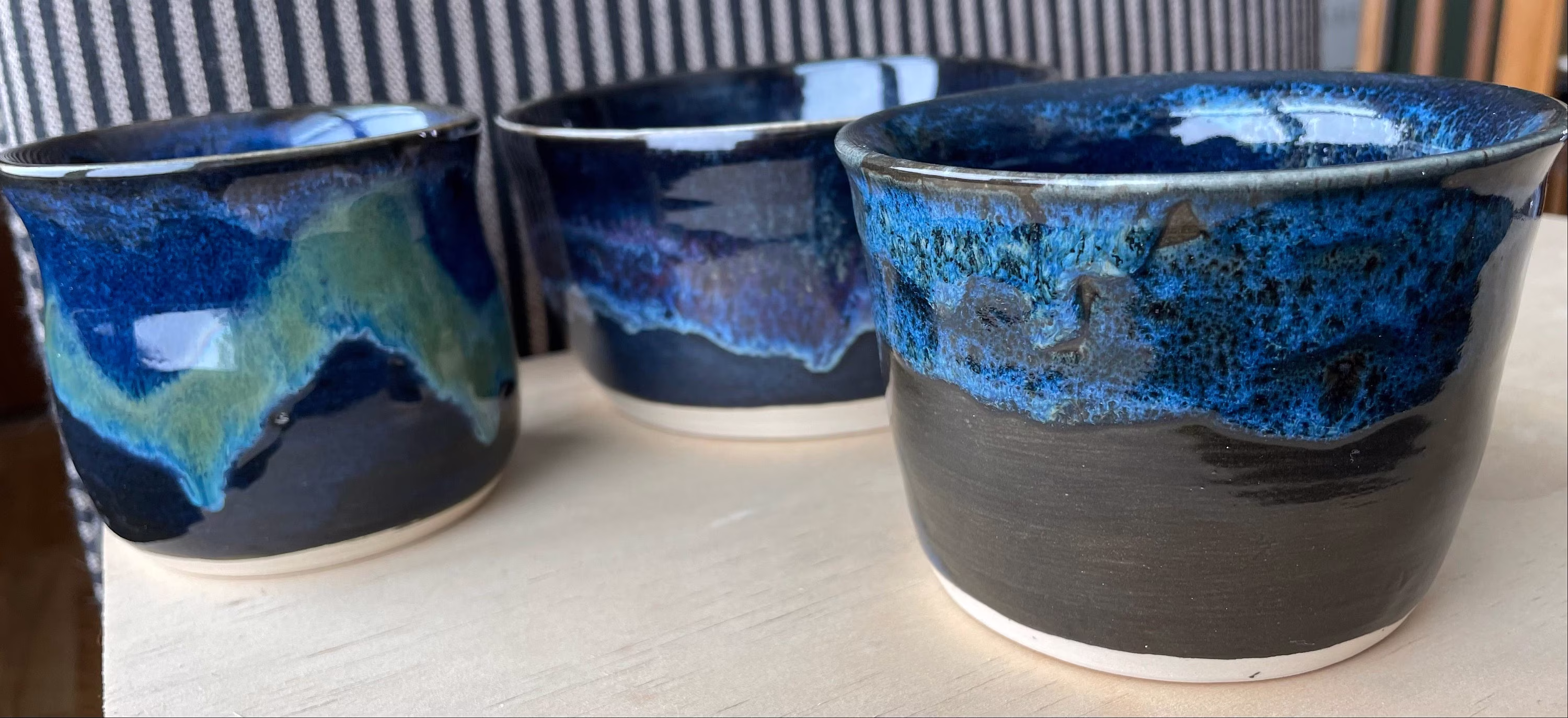 Beautiful Northern Lights Blue Porcelain Bowls/Tumblers