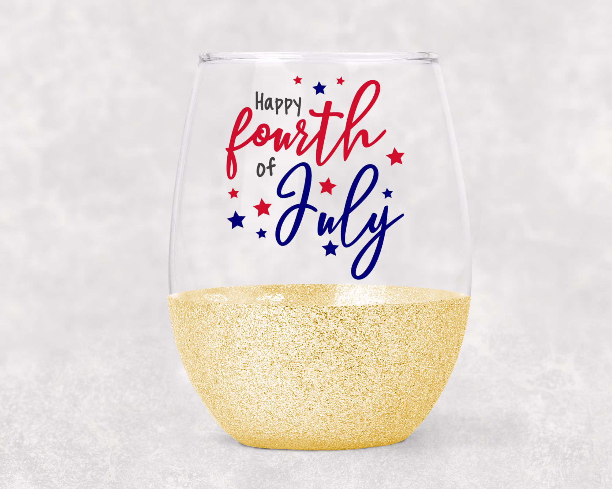 Happy 4Th July Wine Glass - Of July - Stemless Glitter Patriotic - Wine - Sunflower - America - Party - Red White Blue