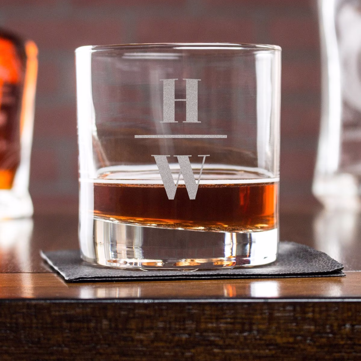Initial Whiskey Glasses - Personalized Etched Glass, Monogrammed With Initials, Classic Gifts For Him, Design Initial2