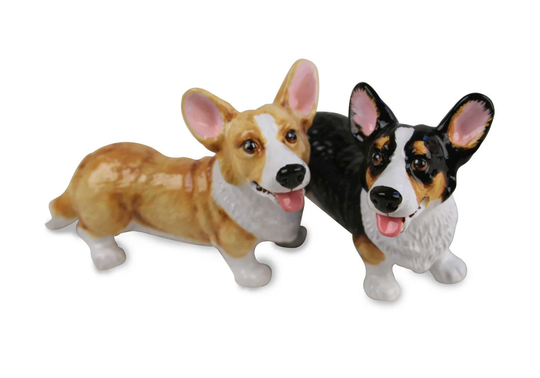 Welsh Corgi Cardigan Handmade Cruet Set Mini Fawn & Black | 6cm X 10cm