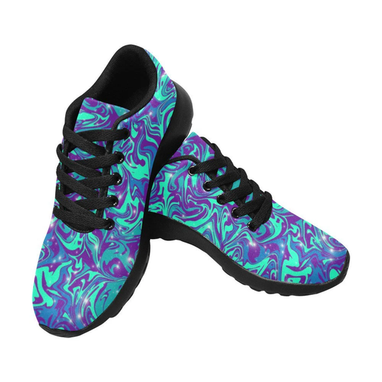 Kids Running Sneakers, Blue Tie Dye Shoes