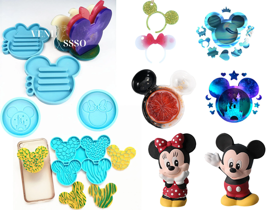 3D Mickey Mouse Mold, Coaster Holder Resin Head Pop Sockets Silicone Castle Quicksand Shaker Epoxy, Jewelry Tray, Plate Diy