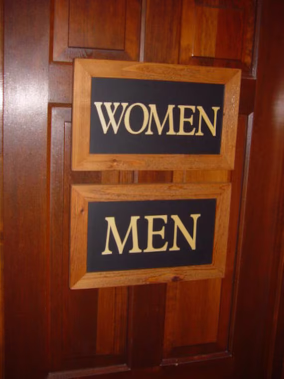 Free Shipping 2 Restroom Cedar Custom Lettered Framed Signs Men Women Display Restaurant Bar