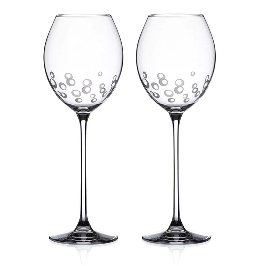 Etched Bubbles 470 ml Lead Free Crystal White Wine Glass