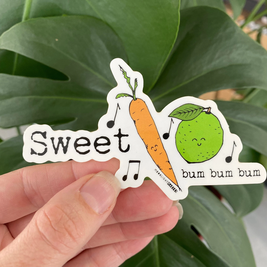Sweet Carrot Lime, Bumper Sticker, Car Vinyl, Bike Weatherproof, Die Cut