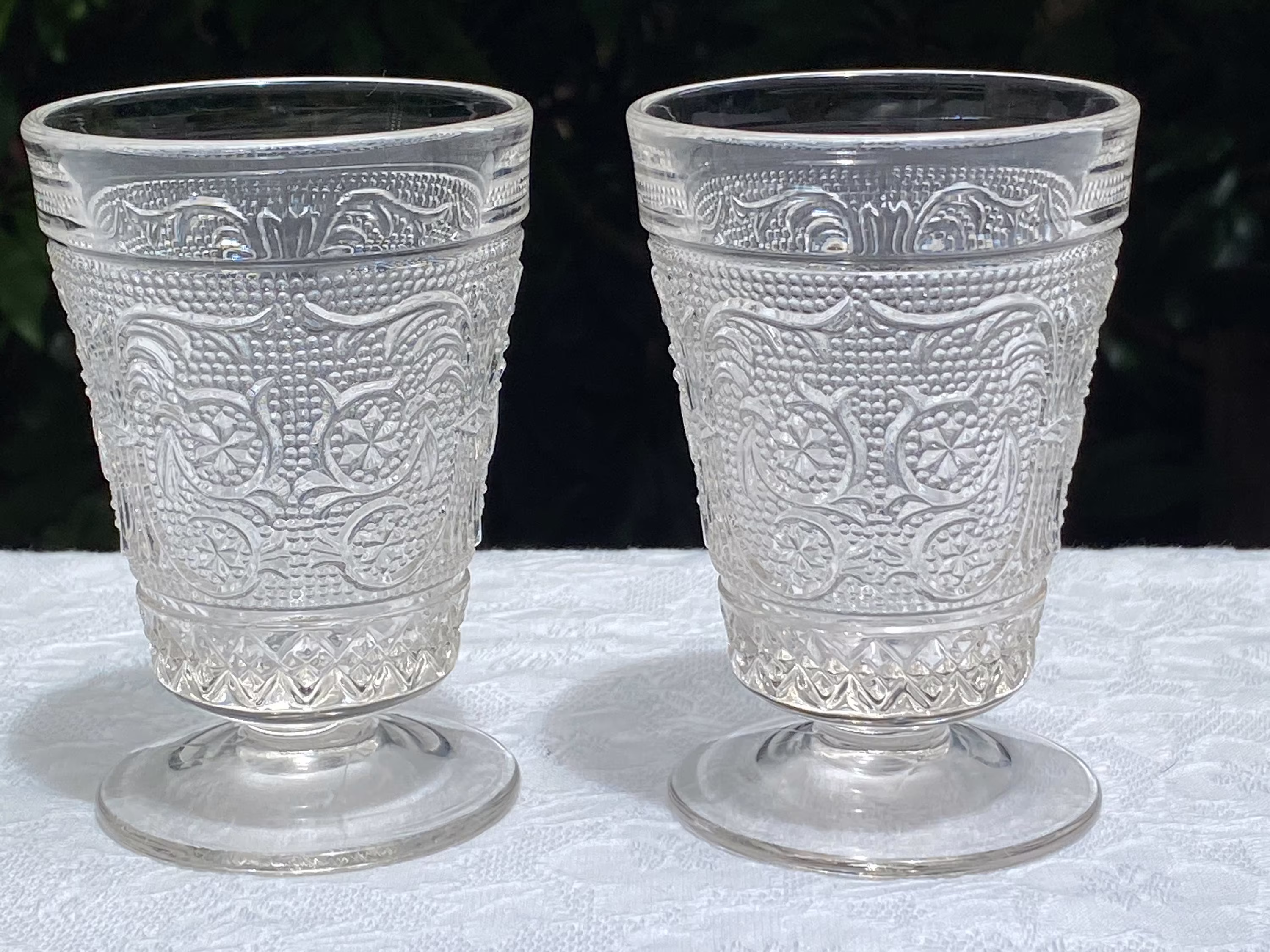Duncan Miller Sandwich Glass Clear Pair Of Juice Glasses - 3 Ounce
