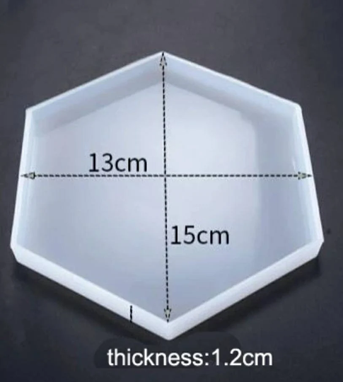 Large Hexagon Coaster Silicone Mould-Shiny/Glossy Epoxy Resin Casting Mold-15cm-Uv Resin Silicon Drinks Mat