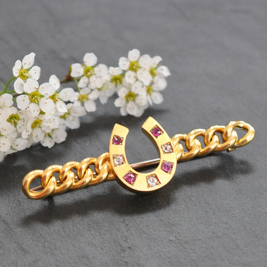 Ruby & Diamond Horse Shoe Stock Pin