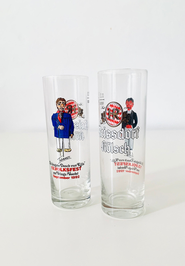 Reissdorf Kolsch 13. Volksfest September 1992 Collectible Set X 2 Beer Glasses, Made in Germany